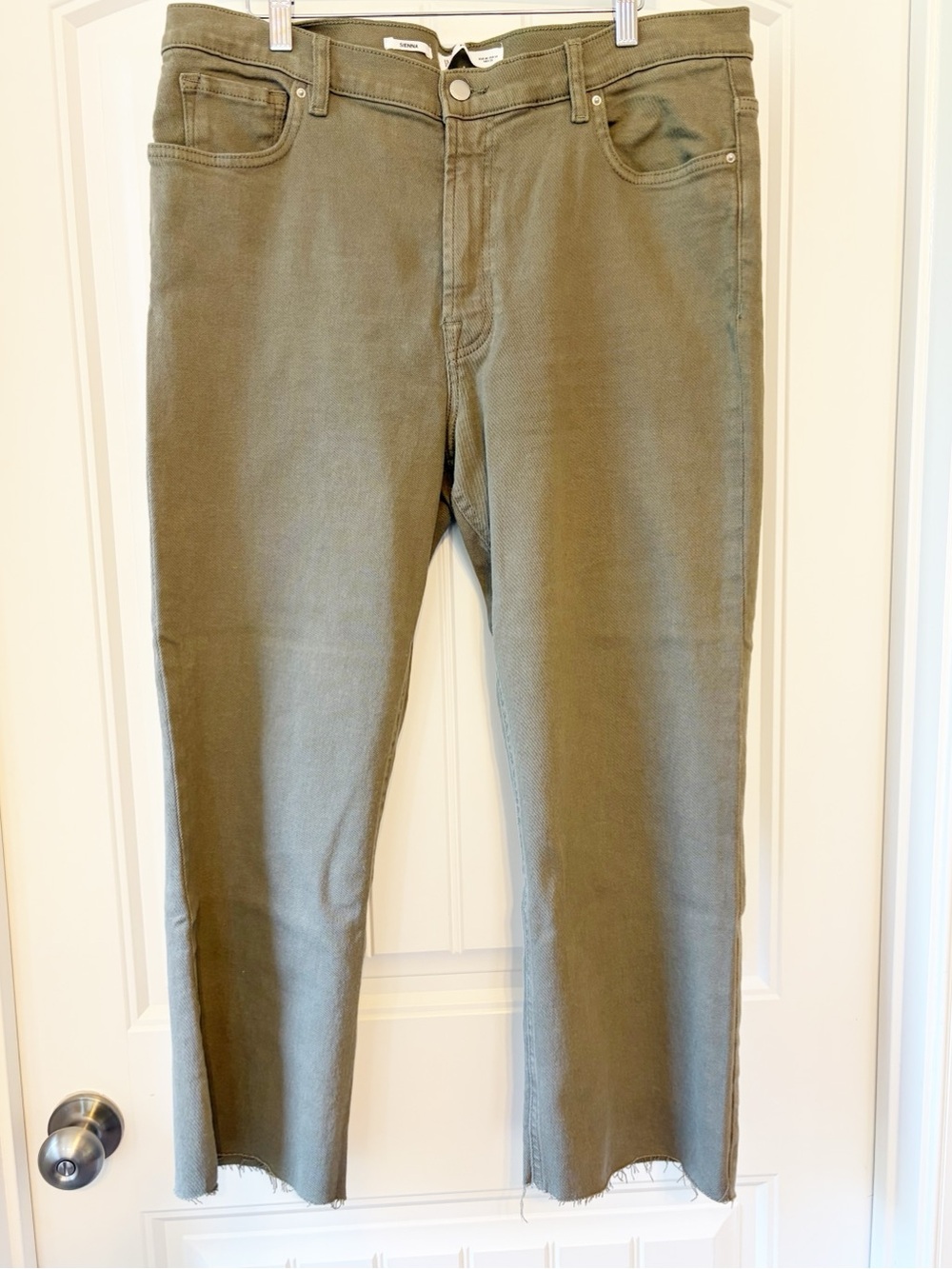 Mango Sienna Ankle Crop Raw Hem Jeans, Olive Green